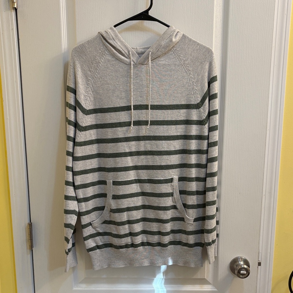Sonoma Gray and Green Striped Men's Hoodie